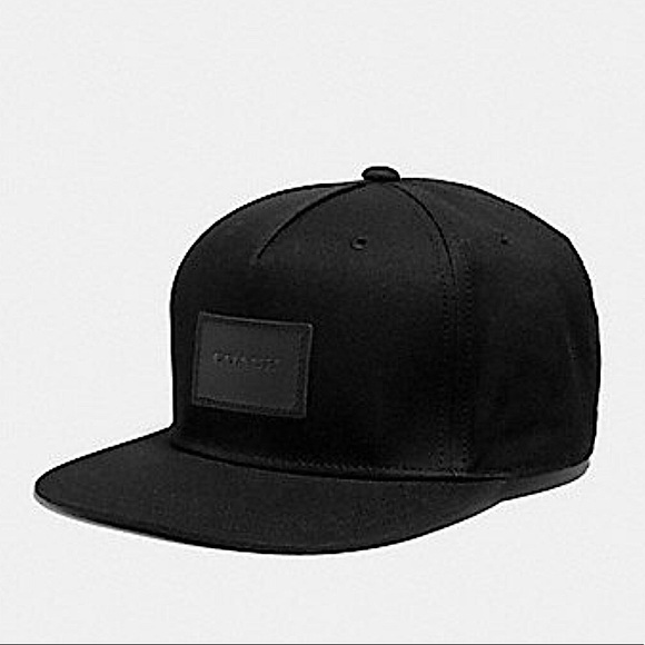 Coach Other - Coach Canvas Solid Flat Brim Men’s Adjustable Baseball Hat Cap Black
